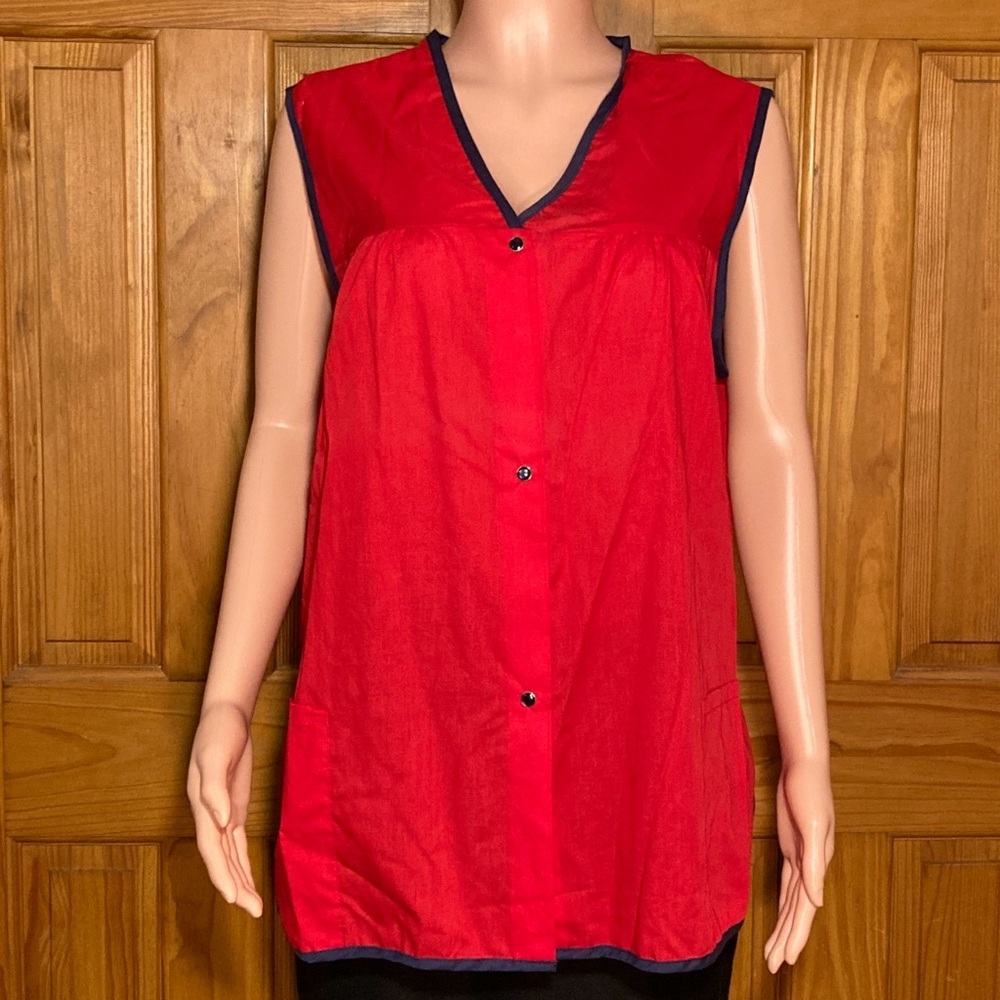 NWOT Blair Vintage 90s Top Sleeveless Snap Front Blouse Red Size XL Extra Large